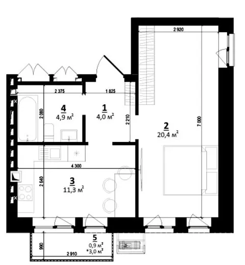 1-кімнатна квартира, 41 м², Білогородка