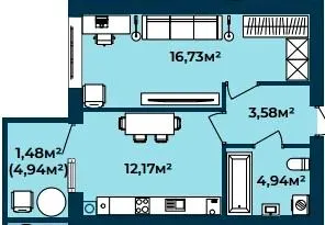 1-кімнатна квартира, 39 м², вул. Соборна 140А, Софіївська Борщагівка