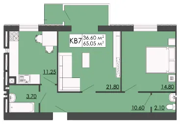 2-кімнатна квартира, 65 м², вул. Зелена, 3, Запитів